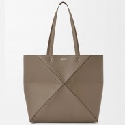 Loewe Medium Horizontal Puzzle Fold Tote Bag in Taupe Grained Leather