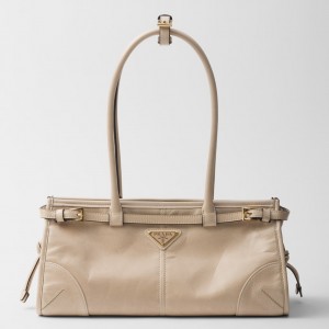 Prada Medium Tote Bag in Beige Soft Leather