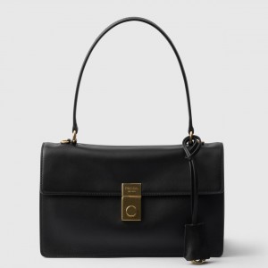 Prada Soft Sound Medium Shoulder Bag in Black Calfskin