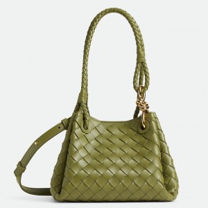 Bottega Veneta Parachute Small Bag in Matcha Intrecciato Lambskin