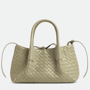 Bottega Veneta Pinacoteca Small Bag in Travertine Intrecciato Calfskin