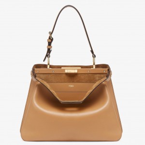 Fendi Peekaboo Soft Large Bag in Brown Calfskin