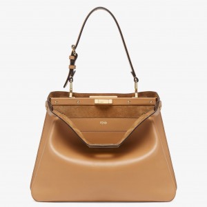 Fendi Peekaboo Soft Medium Bag in Brown Calfskin