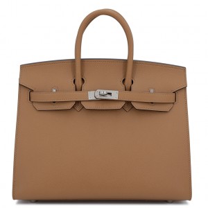 Hermes Birkin 25 Sellier Handmade Bag In Chai Epsom Calfskin 