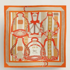 Hermes Orange Fantaisie d'Etriers Shawl 140