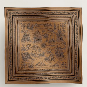 Hermes Caramel Tatouages Marins Bandana Shawl 140