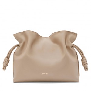 Loewe Flamenco Clutch Bag in Sand Nappa Calfskin
