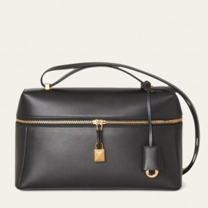 Loro Piana Extra Bag L27 in Black Smooth Calfskin