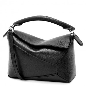 Loewe Puzzle Mini Bag in Black Soft Grained Calfskin