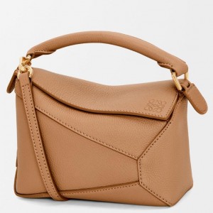 Loewe Puzzle Mini Bag in Toffee Grained Calfskin