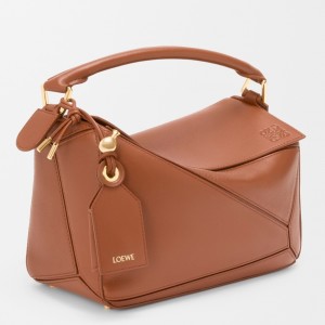Loewe Featherlight Puzzle Small Bag in Pecan Nappa Lambskin