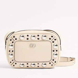 Valentino Nellcote Camera Bag in White Grained Calfskin 