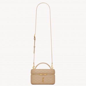 Saint Laurent Gaby Mini Vanity Bag in Beige Lambskin 