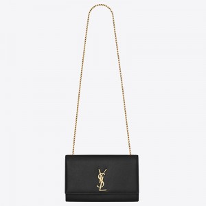 Saint Laurent Medium Kate Bag In Black Grained Leather