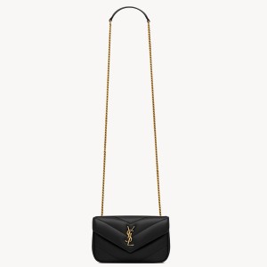 Saint Laurent LouLou Mini Bag in Black Matelasse Lambskin