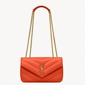 Saint Laurent LouLou Small Bag in Orange Matelasse Lambskin