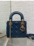 Dior Lady Dior Mini Bag with Chain in Navy Blue Cannage Lambskin