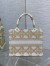 Dior Small Book Tote Bag in White and Gold Macrocannage Embroidery 