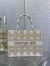 Dior Medium Book Tote Bag in White and Gold Macrocannage Embroidery