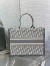 Dior Medium Book Tote Bag with Strap in Oblique Embroidery and Grey Calfskin