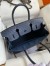 Hermes Birkin 30 Retourne Handmade Bag In Blue de Malte Ostrich Leather
