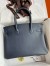 Hermes Birkin 35 Retourne Handmade Bag in Blue Nuit Epsom Calfskin