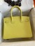 Hermes Birkin 35 Retourne Handmade Bag in Lime Epsom Calfskin