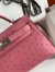 Hermes Kelly Mini II Sellier Handmade Bag In Bubblegum Ostrich Leather
