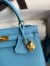 Hermes Kelly Sellier 25 Handmade Bag In Blue Candy Epsom Calfskin 
