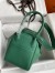 Hermes Lindy 30 Handmade Bag In Malachite Clemence Leather 