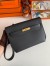 Hermes Kelly Depeches 25 Pouch in Black Epsom Calfskin 