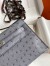 Hermes Kelly Pochette Handmade Bag In Gris Agate Ostrich Leather