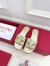 Valentino VLogo Cut-out Slide Sandals in Gold Metallic Leather