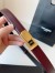 Saint Laurent Charniere Buckle Belt 25MM in Bordeaux Leather