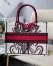 Dior Medium Book Tote In Latte Multicolor Cupidon Embroidery