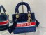 Dior Medium Lady D-Lite Bag In Blue Velvet Embroidery