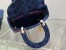 Dior Medium Lady D-Lite Bag In Blue Velvet Embroidery