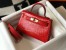 Hermes Kelly Mini II Bag In Red Embossed Crocodile Leather