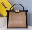 Fendi Peekaboo X Lite Medium Bag In Beige Perforated Leather