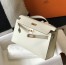 Hermes Kelly Pochette Bag In White Epsom Leather