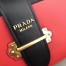 Prada Large Cahier Bag In Red/Black Leather