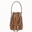 Fendi FF Mon Tresor Mini Bucket Bag In Brown Calfskin