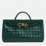 Bottega Veneta Andiamo Small East/West Bag in Green Intrecciato Lambskin