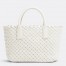 Bottega Veneta Mini Cabat Bag In White Intrecciato Lambskin