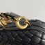 Bottega Veneta Knot Clutch with Chain in Black Intrecciato Lambskin