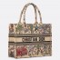 Dior Medium Book Tote Bag in Beige Raffia with Dior Cabinet de Curiosites
