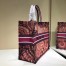 Dior Book Tote Bag In Fuchsia Animals Embroidered Canvas