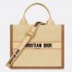 Dior Small Book Tote Bag with Strap in Beige Oblique Embroidered Raffia
