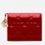 Dior Mini Lady Dior Wallet In Red Patent Leather