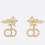 Dior Clair D Lune Earrings In Gold-Finish Metal and White Crystals